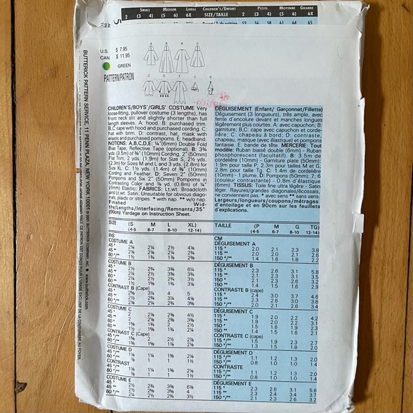 Costume patterns Adult and Child sized. Butterick 5673 uncut. Butterick 5724 - Picture 4 of 5